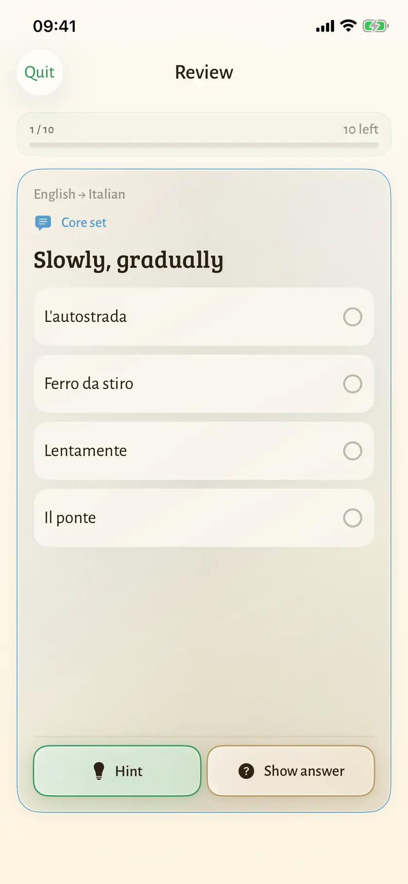 Oekelino multiple-choice review on iPhone