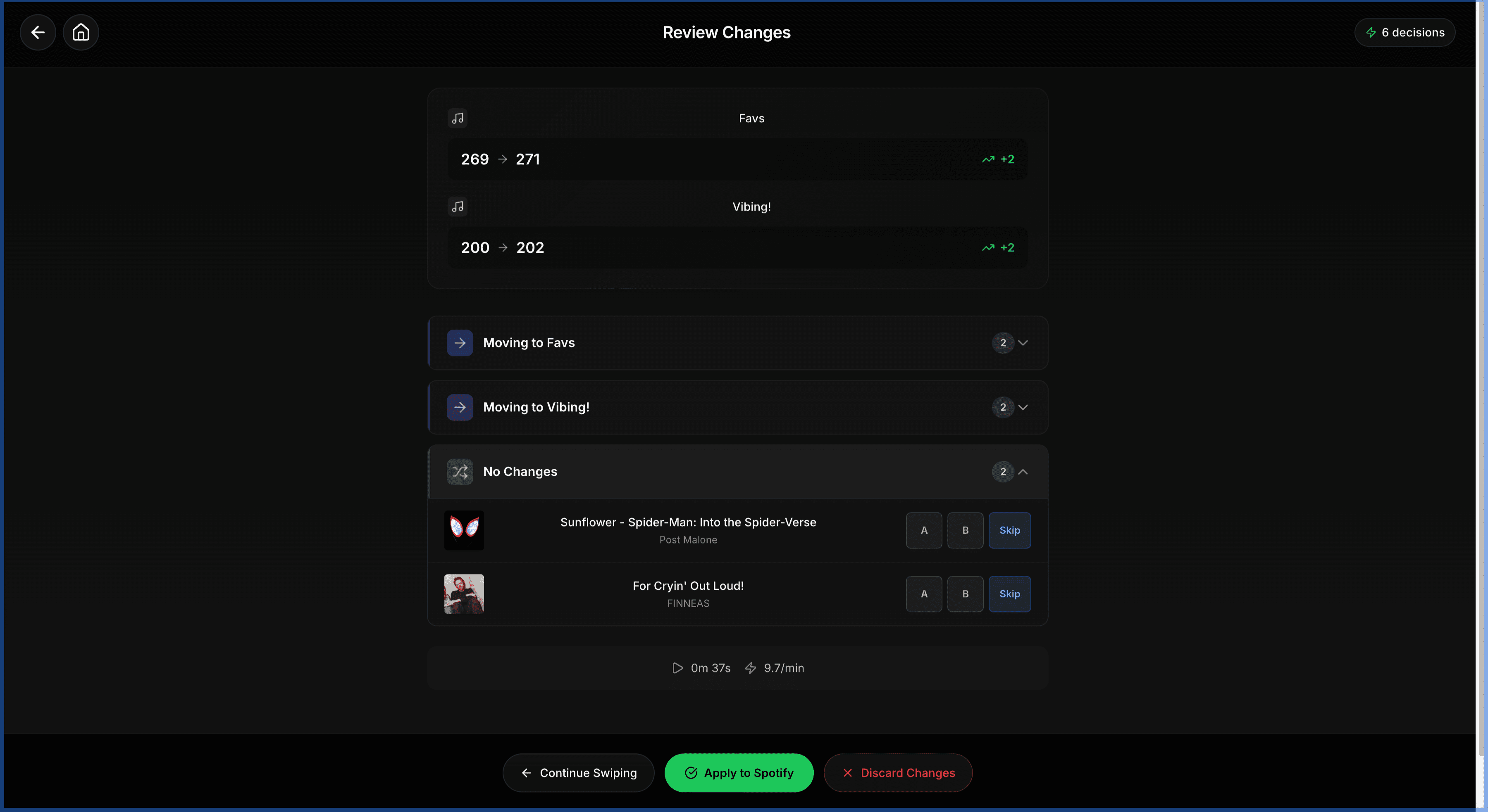 Playlist Swiper — gallery visual
