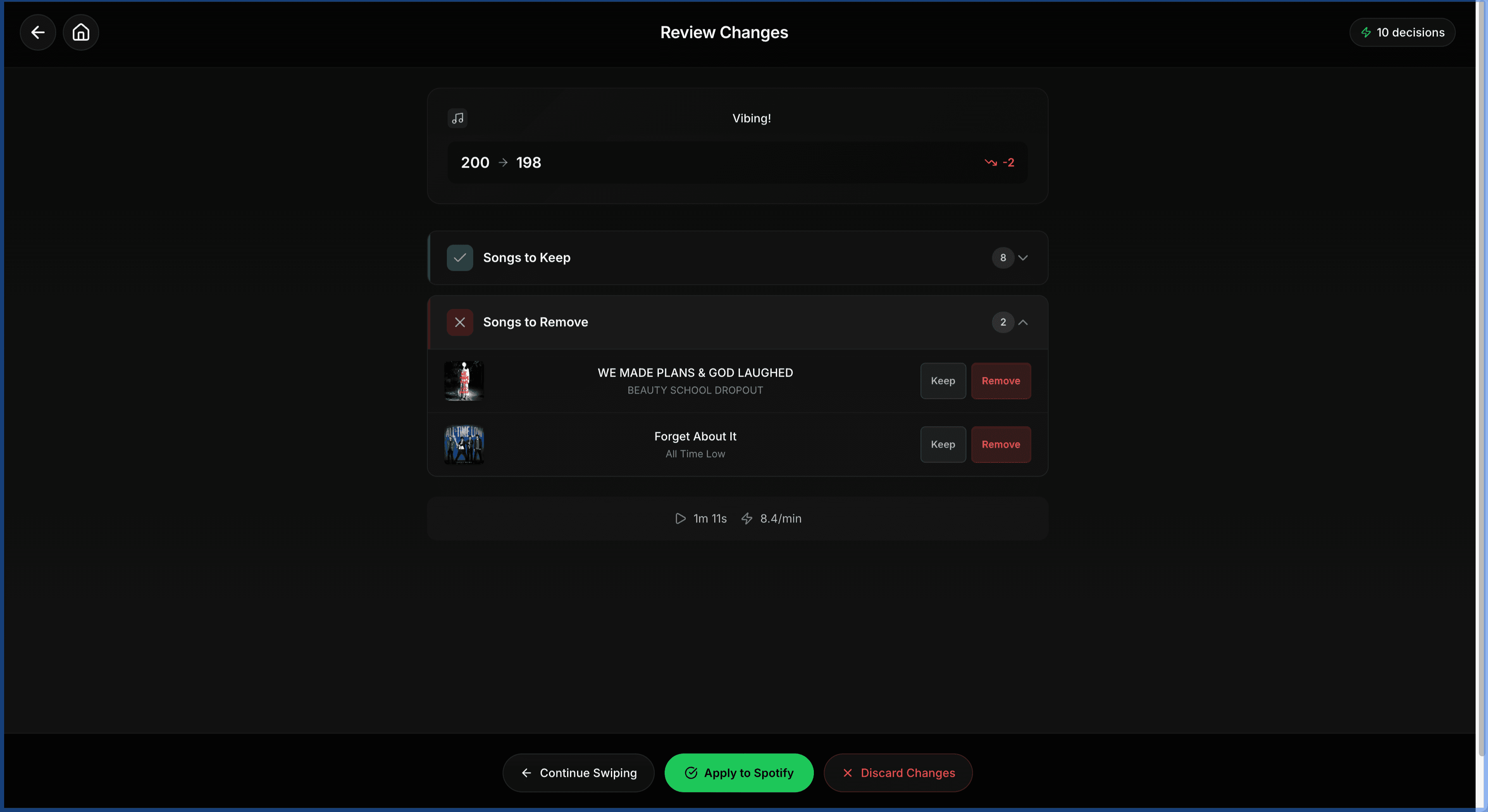 Playlist Swiper — gallery visual