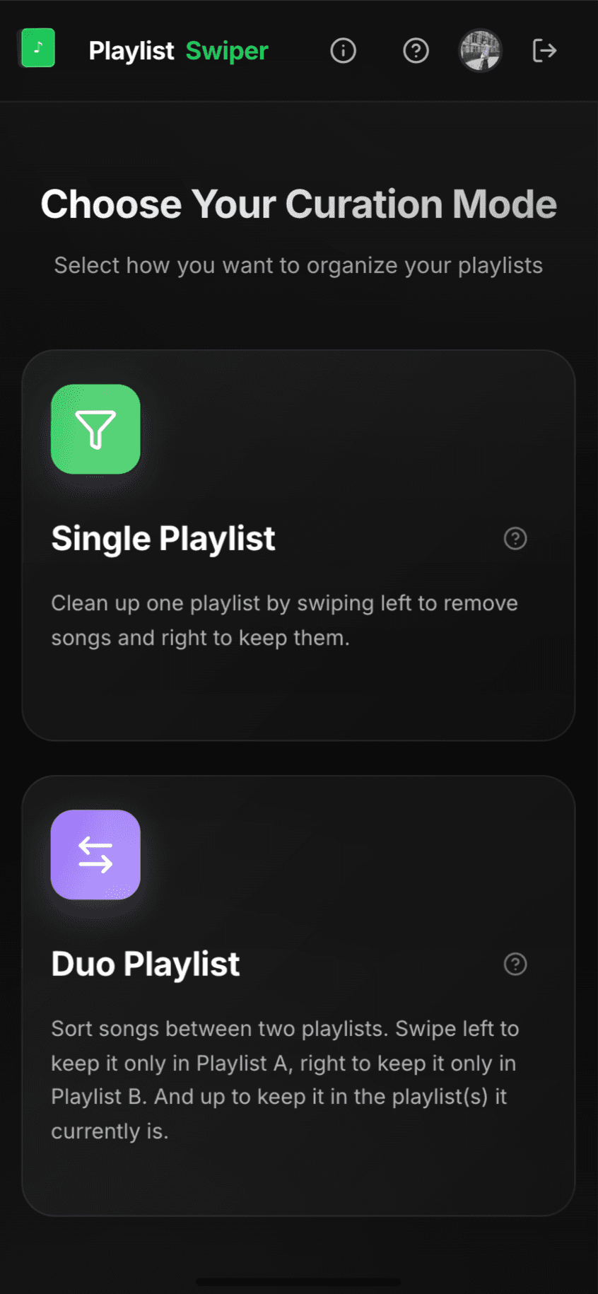 Playlist Swiper — gallery visual