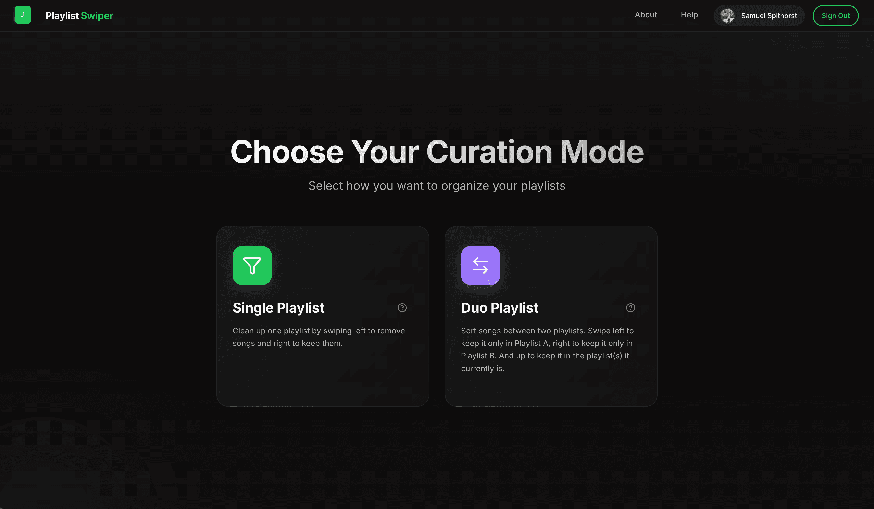 Playlist Swiper — gallery visual