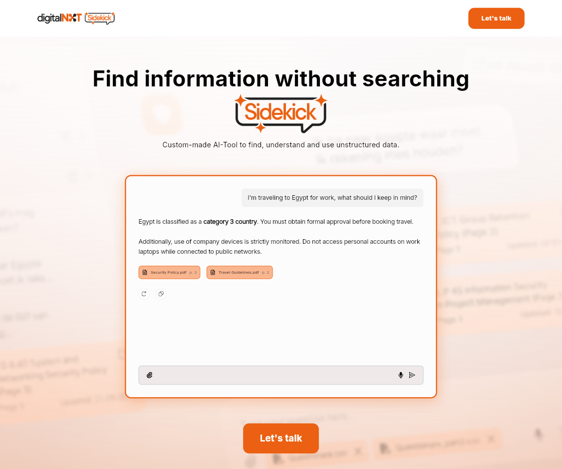 digitalNXT product site desktop view